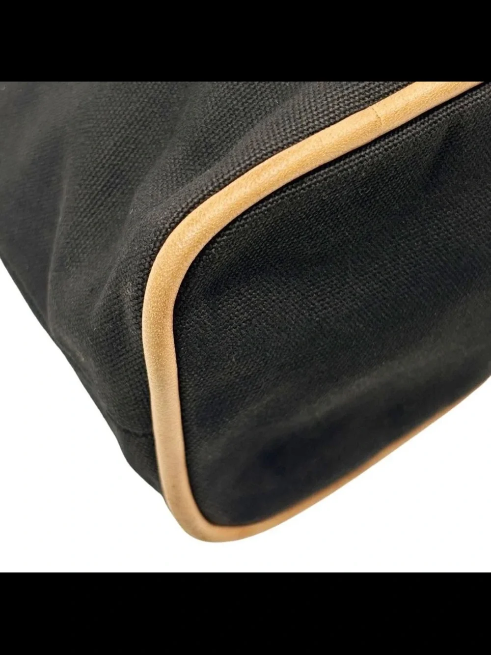 Hermes Black Canvas and Tan Trim Toiletry Pouch